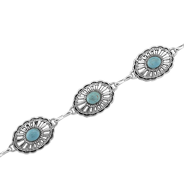 Constituted Blue Howlite 26.00 Ctw Southwestern Waist Chain In Silvertone 43 Inches
