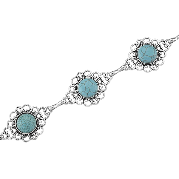 Constituted Blue Howlite 30.00 Ctw Southwestern Waist Chain In Silvertone 43 Inches
