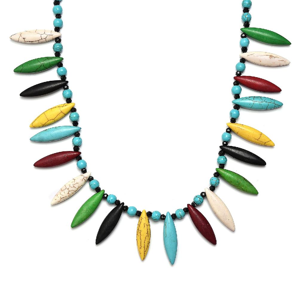 Constituted Multi Howlite and Thai Black Spinel Necklace 20 Inches in Sterling Silver 242.00 ctw