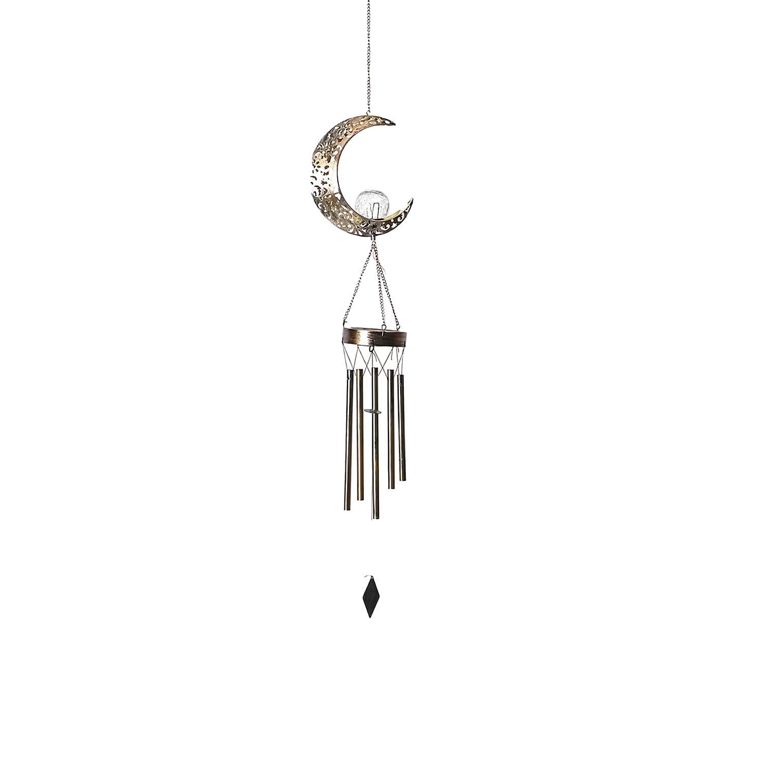 Crescent Moon Solar Wind Chime with 1 Bright LED
