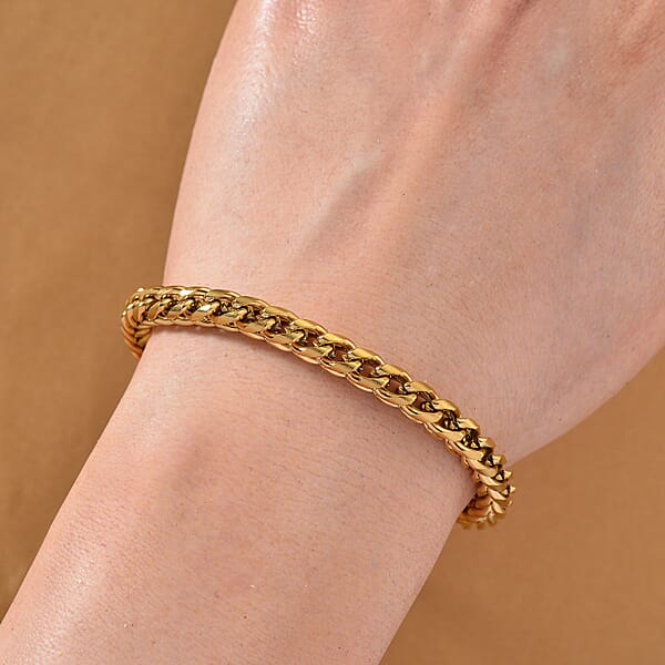 Criss Cross Chain Bracelet In ION Plated YG Stainless Steel (7-9 Inches)