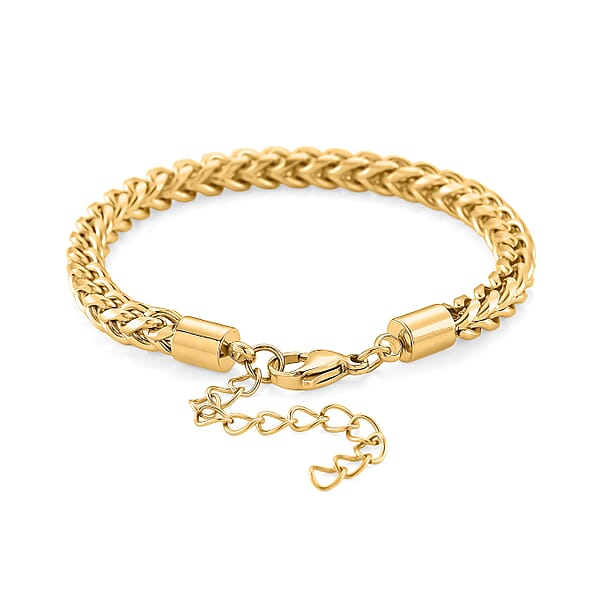 Criss Cross Chain Bracelet In ION Plated YG Stainless Steel (7-9 Inches)