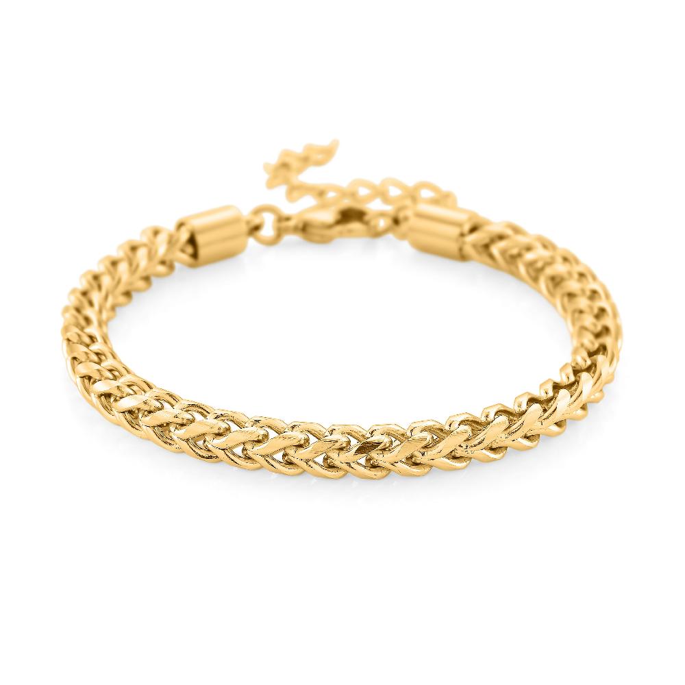 Criss Cross Chain Bracelet in ION Plated YG Stainless Steel (7-9 Inches)