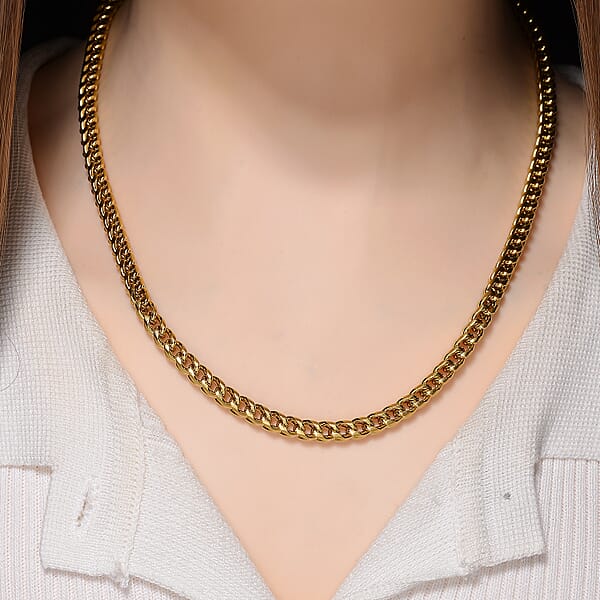 Criss Cross Chain Necklace In ION Plated YG Stainless Steel (18-20 Inches)