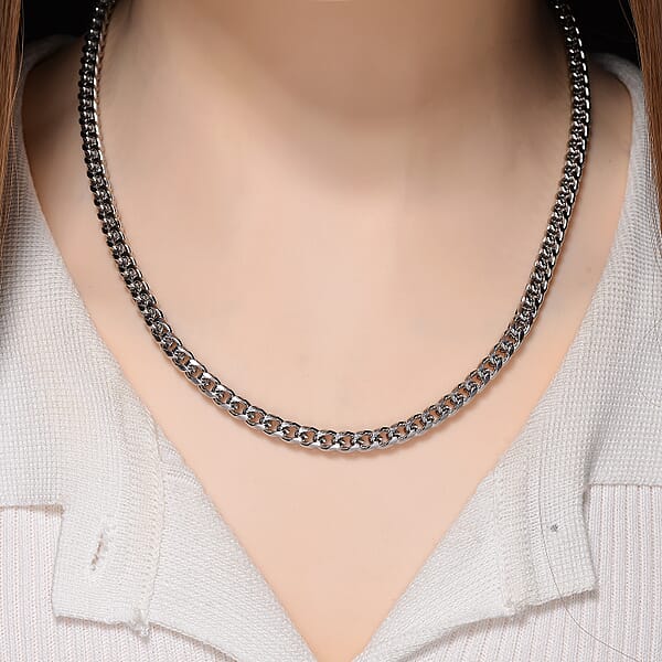 Criss Cross Chain Necklace In Stainless Steel (18-20 Inches)