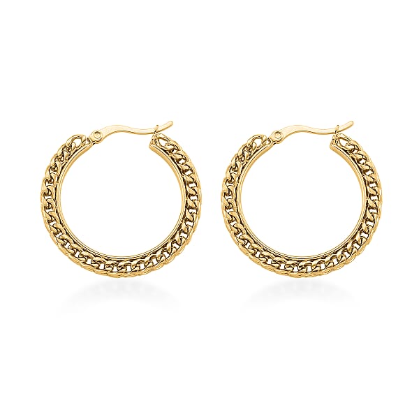 Criss Cross Hoop Earrings In ION Plated YG Stainless Steel