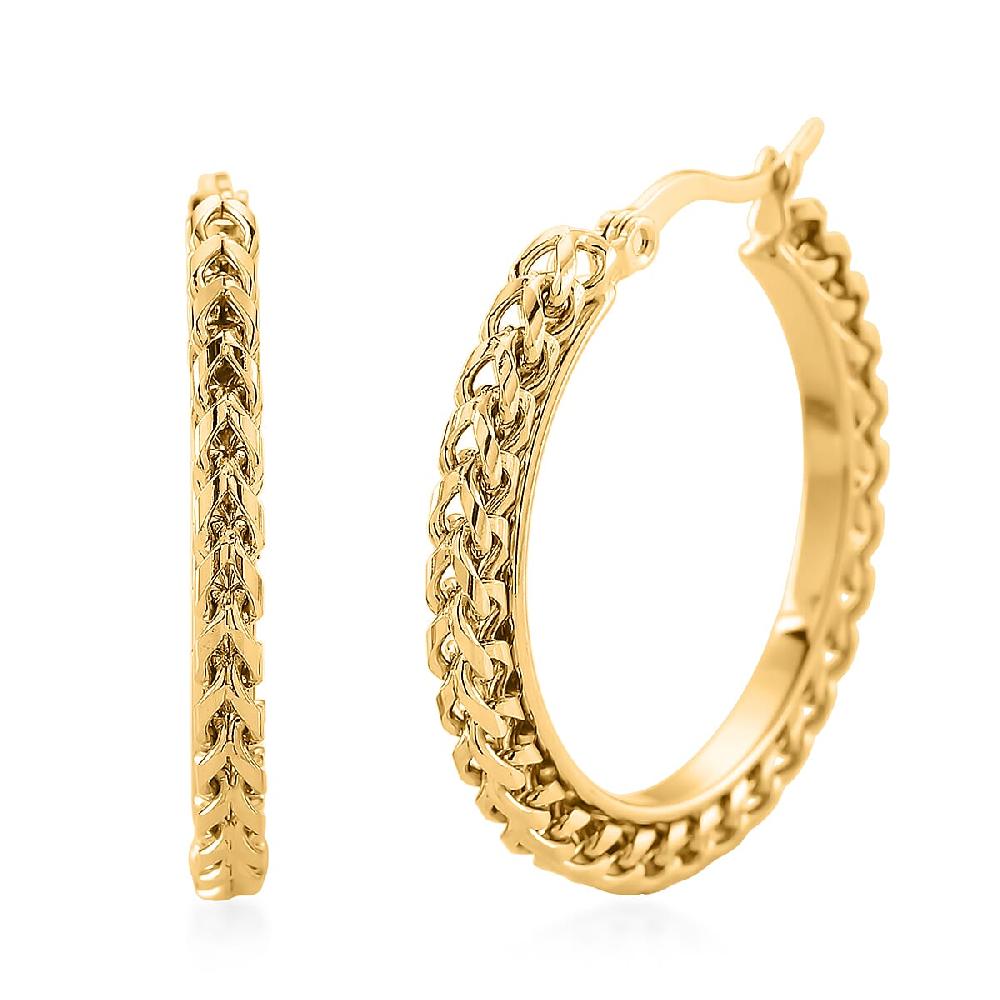 Criss Cross Hoop Earrings in ION Plated YG Stainless Steel