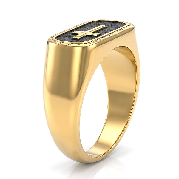 Cross Men's Ring In Black Oxidized And ION Plated YG Stainless Steel
