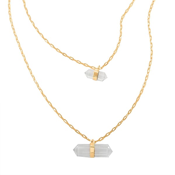 Crystal Double Layer Necklace 21-23 Inches In Goldtone