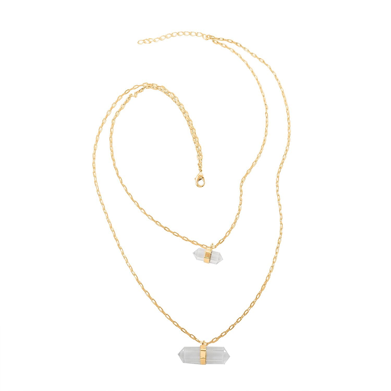Crystal Double Layer Necklace 21-23 Inches in Goldtone