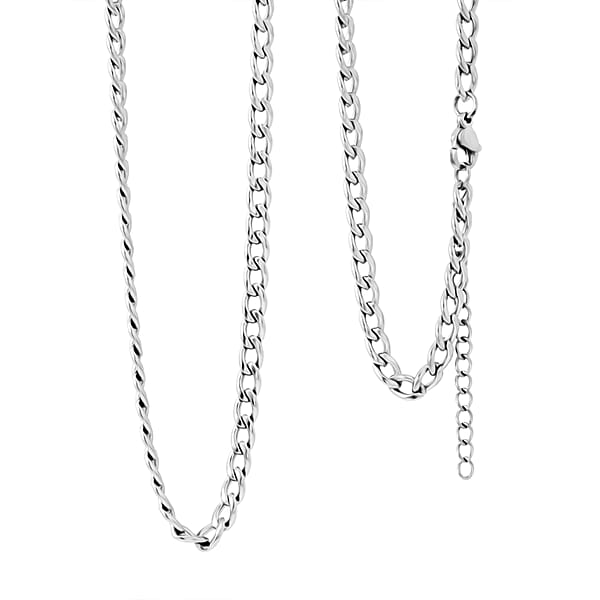 Cuban Chain Bracelet (8.50In) And Necklace (24 Inches) In Stainless Steel