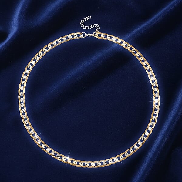 Cuban Link Chain Necklace In ION Plated YG And Stainless Steel 20-22 Inches