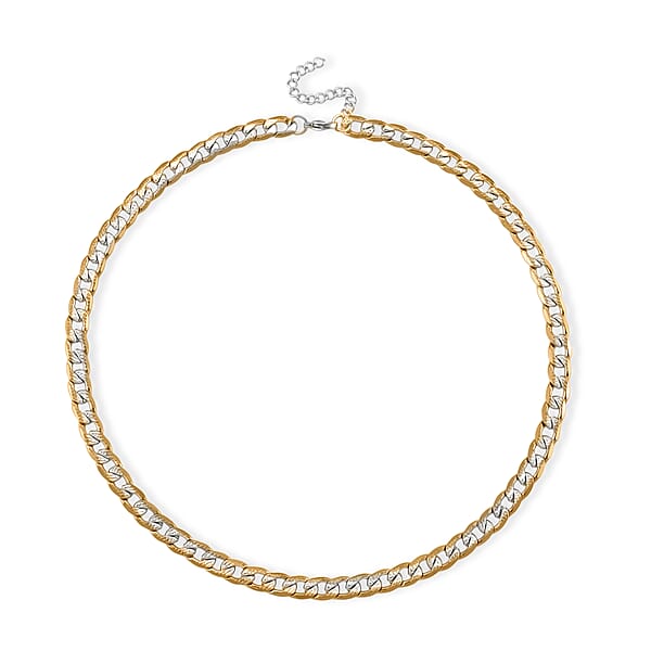 Cuban Link Chain Necklace In ION Plated YG And Stainless Steel 20-22 Inches