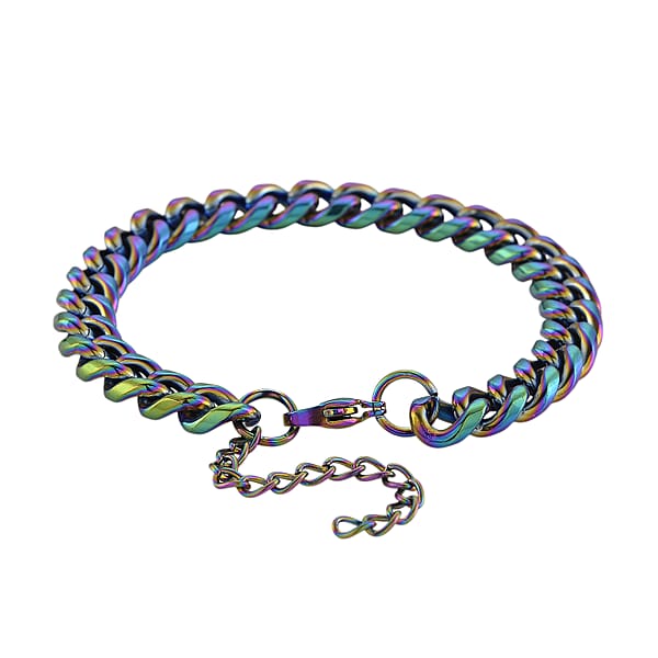 Curb Bracelet (7.5-9In) In ION Plated Mystic Stainless Steel