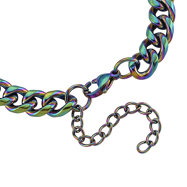 Curb Bracelet (7.5-9In) In ION Plated Mystic Stainless Steel