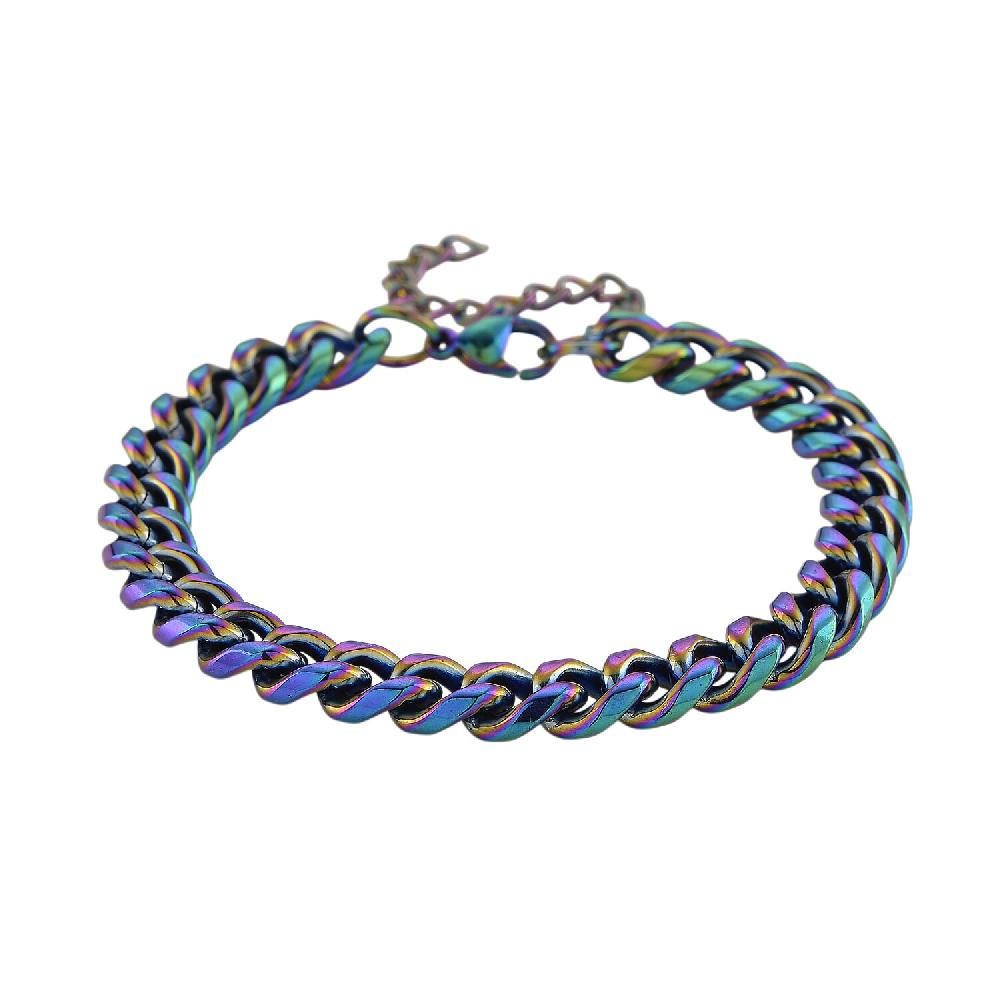 Curb Bracelet (7.5-9In) in ION Plated Mystic Stainless Steel