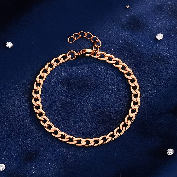 Curb Chain Bracelet In ION PLared RG Stainless Steel (7.0-8.0In)