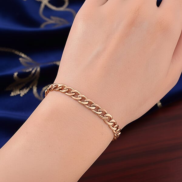 Curb Chain Bracelet In ION PLared RG Stainless Steel (7.0-8.0In)