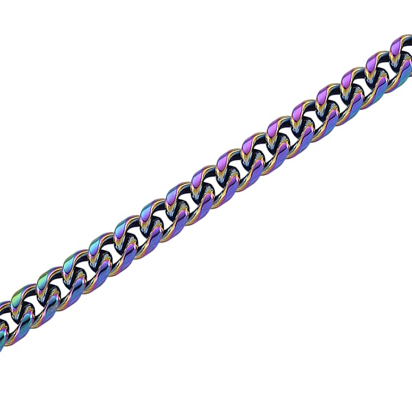 Curb Chain Necklace In ION Plated Mystic Stainless Steel 20-22 Inches
