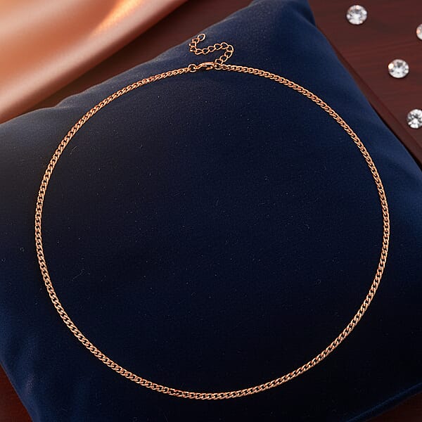 Curb Chain Necklace In ION Plated RG Stainless Steel (24-26 Inches)