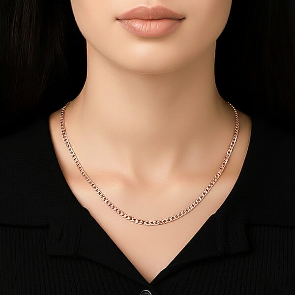 Curb Chain Necklace In ION Plated RG Stainless Steel (24-26 Inches)