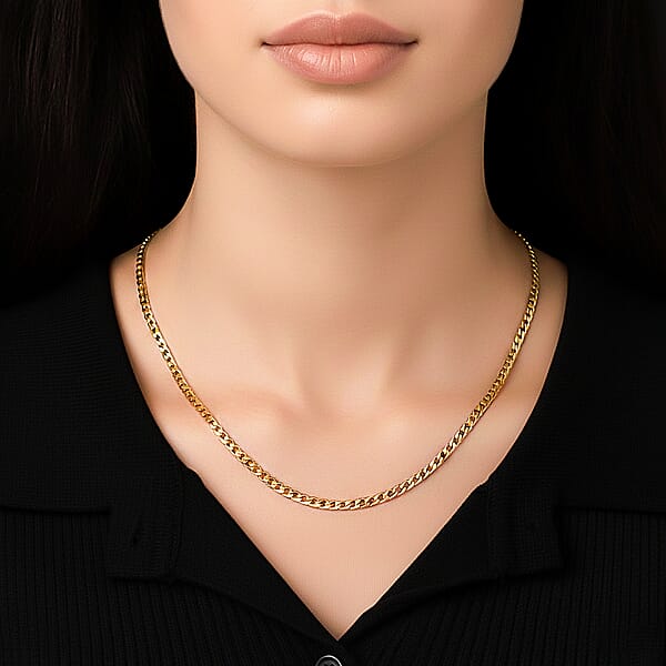 Curb Chain Necklace In ION Plated YG Stainless Steel (24-26 Inches)