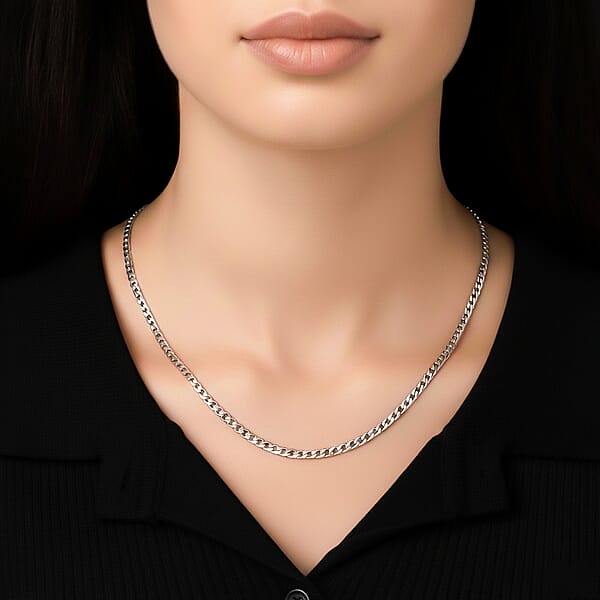 Curb Chain Necklace In Stainless Steel (24-26 Inches)