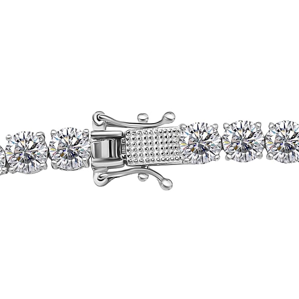 D'Joy 100 Facet Moissanite 41.65 Ctw Necklace In Rhodium Over Sterling Silver 18 Inches