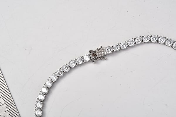 D'Joy 100 Facet Moissanite 41.65 Ctw Necklace In Rhodium Over Sterling Silver 18 Inches