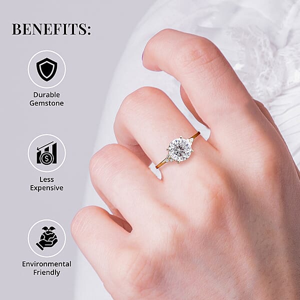 D'Joy 100 Facets Moissanite 1.85 Ctw Ring In Rhodium Over Sterling Silver Engagement Ring For Women