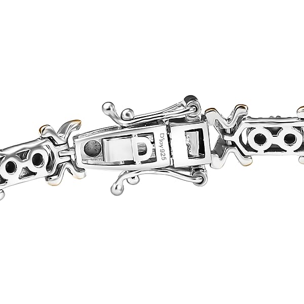 D'Joy 18K Vermeil YG And Rhodium Over Sterling Silver Two Tone XOXO Bracelet (6.50 In) 12.25 Grams