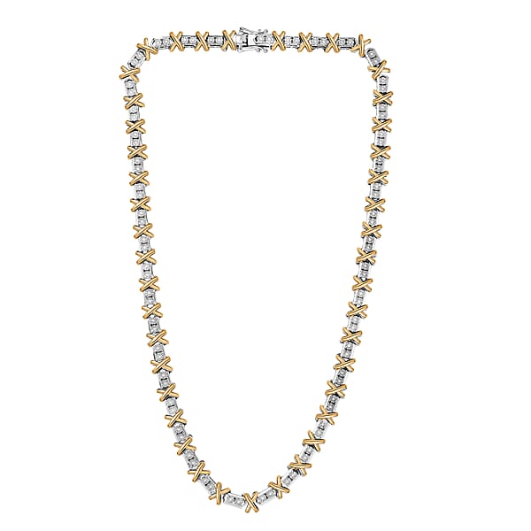 D'Joy 18K Vermeil YG And Rhodium Over Sterling Silver Two Tone XOXO Necklace 18 Inches 39.25 G