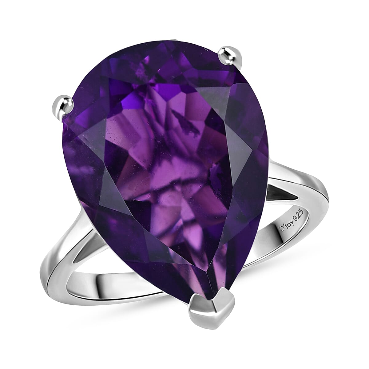 D'Joy AAA African Amethyst 11.30 ctw Ring in Rhodium Over Sterling Silver