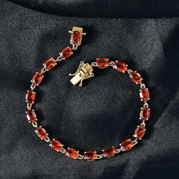 D'Joy AAA Ceylon Honey Garnet Bracelet In 18K Vermeil YG Over Sterling Silver 10.35 Ctw (6.50 Inches) (Del. In 8-10 Days)