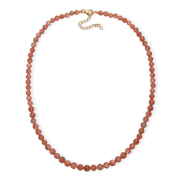 D'Joy AAA Golden Sunstone Beaded Necklace In 18K Vermeil YG Over Sterling Silver 110.00 Ctw (18-20 Inches)