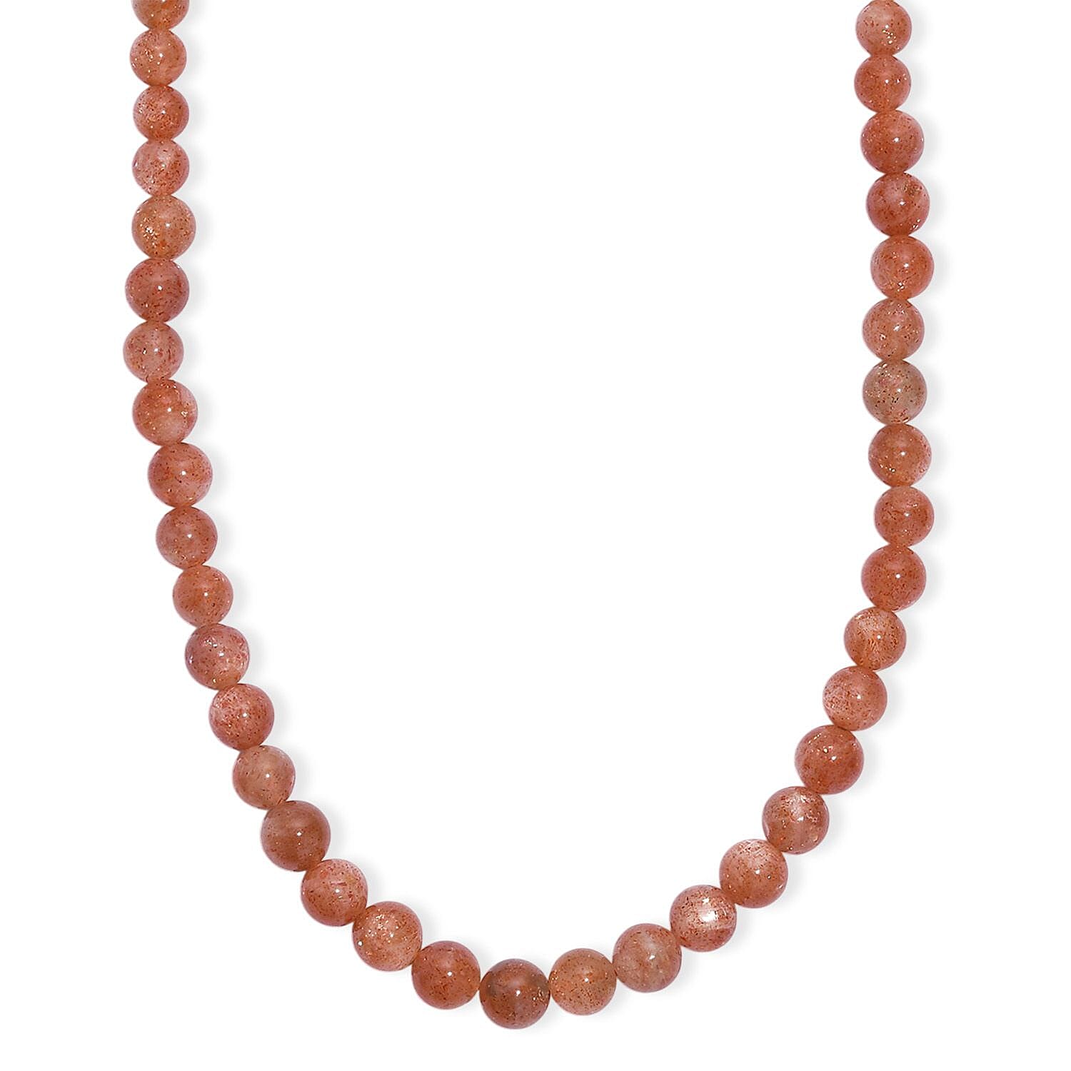 D'Joy AAA Golden Sunstone Beaded Necklace in 18K Vermeil YG Over Sterling Silver 110.00 ctw (18-20 inches)