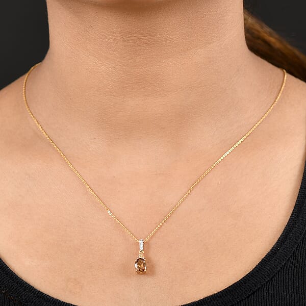 D'Joy AAA Golden Turkizite And Multi Gemstone 1.60 Ctw Crown Of Flames Pendant Necklace 20 Inches In 18K Vermeil Yellow Gold Over Sterling Silver