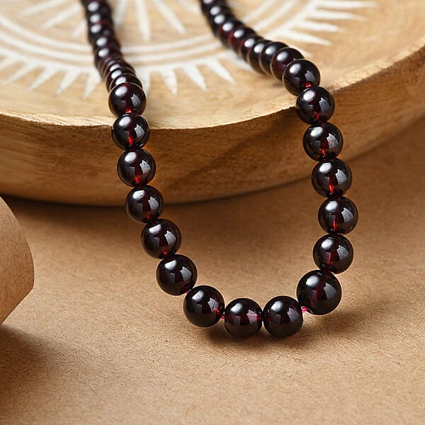D'Joy AAA Mozambique Garnet 155.00 Ctw Celebrity Beaded Necklace In 18K Vermeil Yellow Gold Over Sterling Silver 20 Inches
