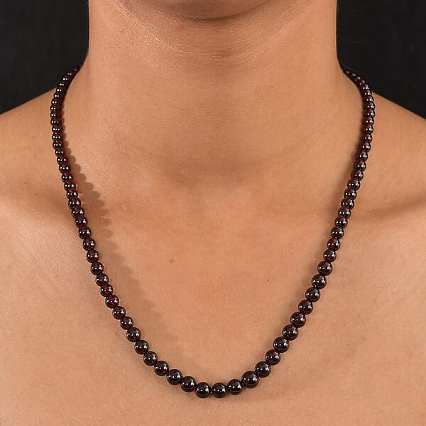 D'Joy AAA Mozambique Garnet 155.00 Ctw Celebrity Beaded Necklace In 18K Vermeil Yellow Gold Over Sterling Silver 20 Inches