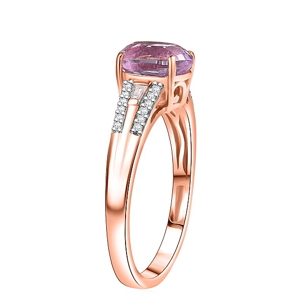 D'Joy AAA Patroke Kunzite And Moissanite 3.40 Ctw Ring In 18K Vermeil Rose Gold Over Sterling Silver