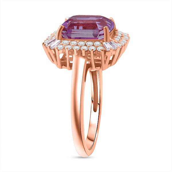 D'Joy AAA Patroke Kunzite Moissanite Ring In 18K Vermeil RG Over Sterling Silver 4.90 Ctw