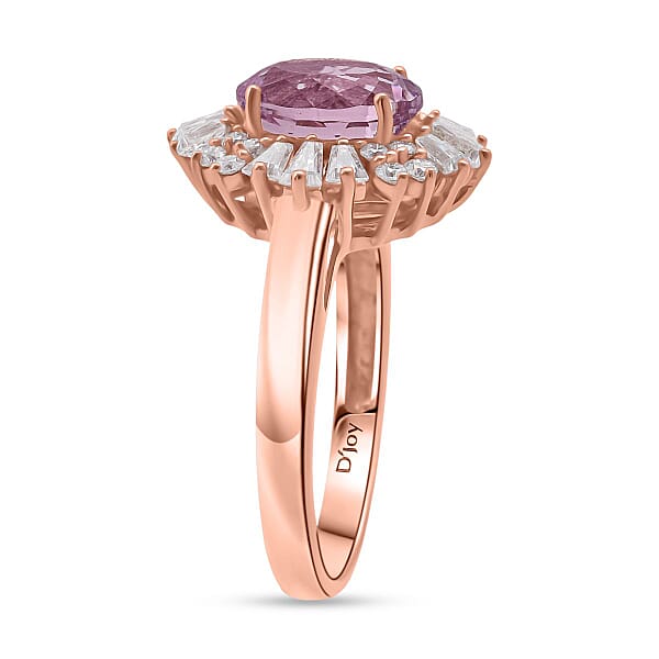 D'Joy AAA Patroke Kunzite Moissanite Starburst Ring In 18K Vermeil RG Over Sterling Silver 3.30 Ctw