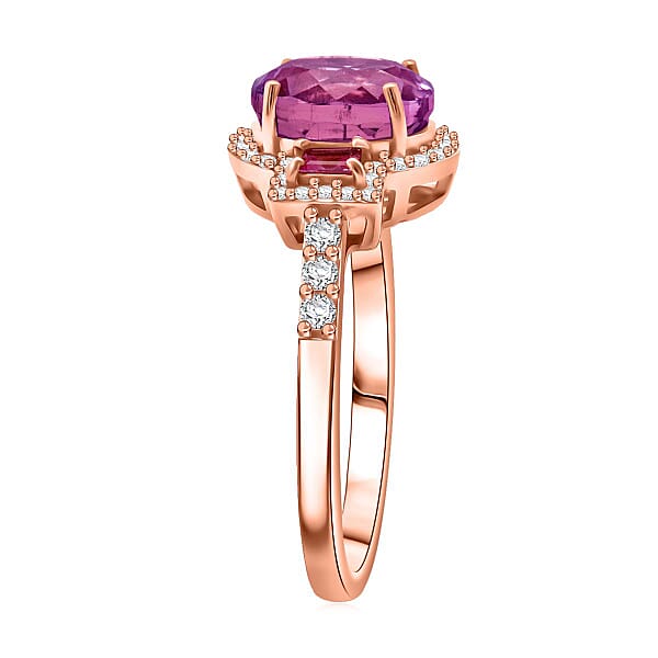 D'Joy AAA Patroke Kunzite Multi Gemstone Deco Ring In 18K Vermeil RG Over Sterling Silver 3.10 Ctw