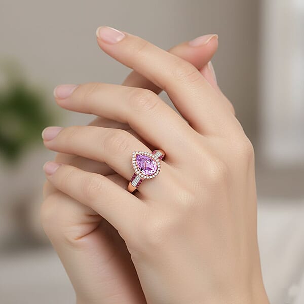D'Joy AAA Patroke Kunzite Multi Gemstone Ring In 18K Vermeil RG Over Sterling Silver 3.50 Ctw