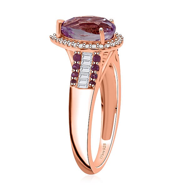 D'Joy AAA Patroke Kunzite Multi Gemstone Ring In 18K Vermeil RG Over Sterling Silver 3.50 Ctw