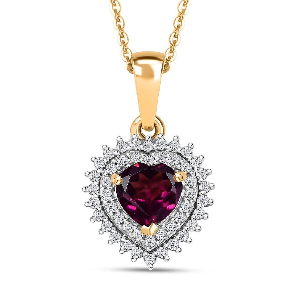 D'Joy AAA Radiant Ember Garnet and Moissanite 1.10 ctw Pendant Necklace in 18K Vermeil Yellow Gold Over Sterling Silver 20 Inches