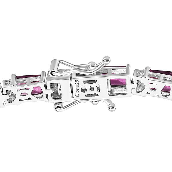 D'Joy AAA Radiant Ember Garnet And White Zircon 16.90 Ctw Bracelet In Rhodium Over Sterling Silver (7.25 In)