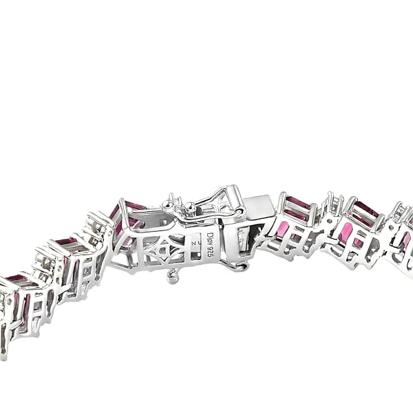 D'Joy AAA Radiant Ember Garnet And White Zircon 20.70 Ctw Bracelet In Rhodium Over Sterling Silver (7.25 In)