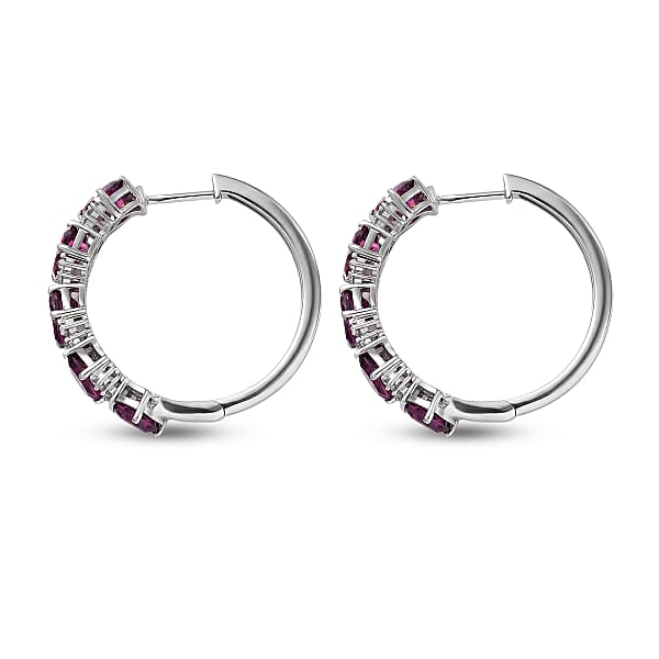 D'Joy AAA Radiant Ember Garnet And White Zircon 8.00 Ctw Earrings In Rhodium Over Sterling Silver