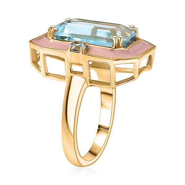 D'Joy AAA Sky Blue Topaz Ring In 18K Vermeil YG Over Sterling Silver 7.90 Ctw